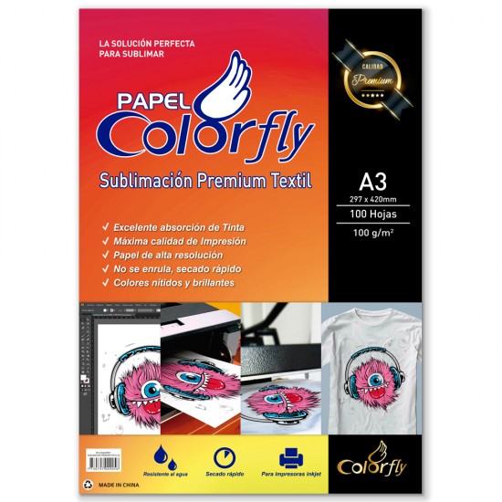 Papel Sublimación Cf Premium Textil A3 100 H