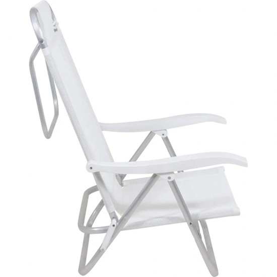 Silla Reclinable Bel Aluminio 6 Pos. Blanco