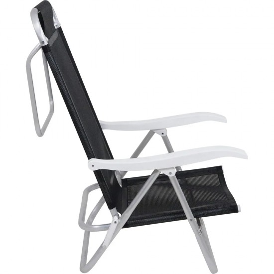 Silla Reclinable Bel Aluminio 6 Pos. Negro