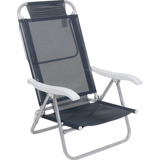 Silla Reclinable Bel Aluminio 6 Pos. Gris