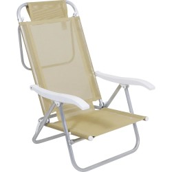 Silla Reclinable Bel Aluminio 6 Pos. Beige