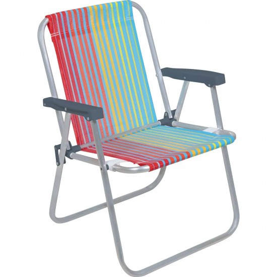 Silla Alta Bel Aluminio Rayas Rojo/Celeste/Am