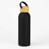 Botella Doble Pared Tapa Bambu Negro