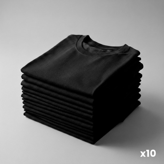Camiseta Negra 100% algodón x10