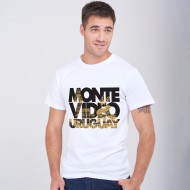 Camiseta Montevideo Blanca Dorado