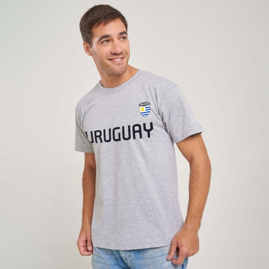 Camiseta Uruguay escudo gris melange