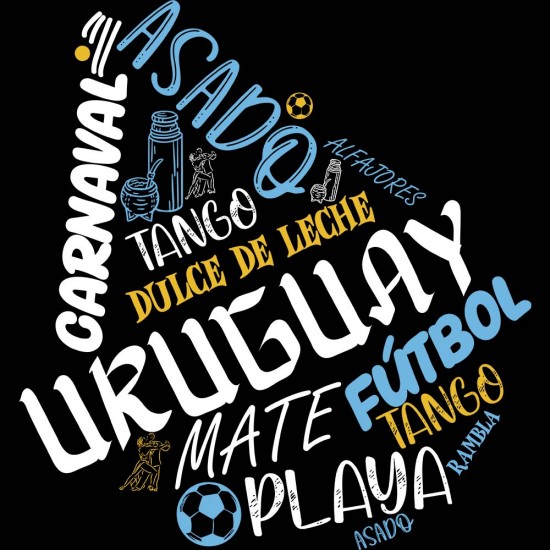 Camiseta Mapa Uruguay Costumbres Negra