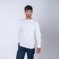 Camiseta Algodón Manga larga con puño Blanca