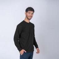 Camiseta Algodón Manga larga con puño Negra