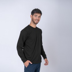 Camiseta Algodón Manga larga con puño Negra