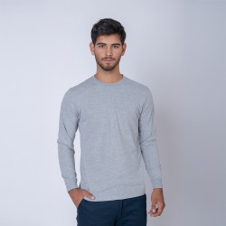 Camiseta Algodón Manga larga con puño Gris melange