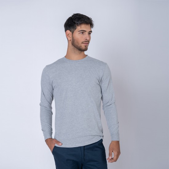 Camiseta Algodón Manga larga con puño Gris melange