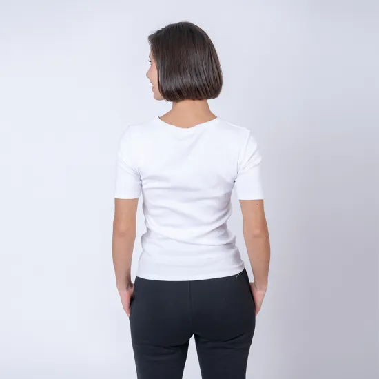 Camiseta dama rib blanco