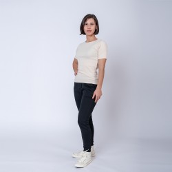 Camiseta dama rib beige