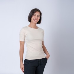 Camiseta dama rib beige