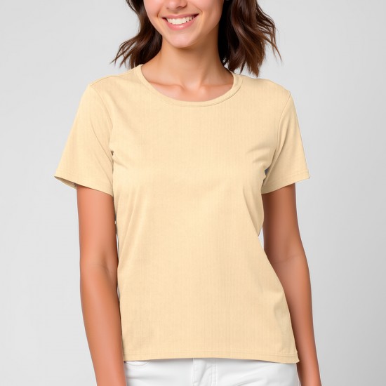 Camiseta dama rib beige