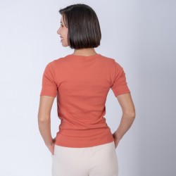 Camiseta dama rib terracota