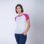 Camiseta Dama Subliprint blanco/fucsia