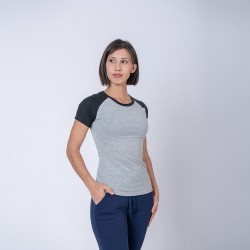 Camiseta Dama Subliprint gris melange/negro