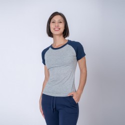 Camiseta Dama Subliprint gris melange/azul