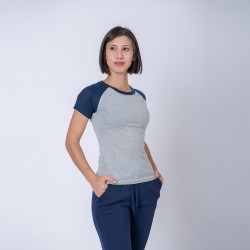 Camiseta Dama Subliprint gris melange/azul