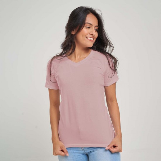 Camiseta Dama V Rosado Spandex