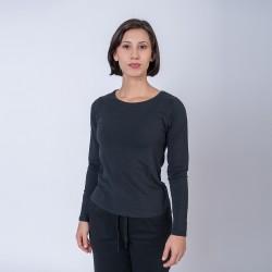 Camiseta Dama ML Cuello U Negra