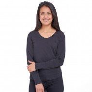 Camiseta Dama ML Cuello V Negra