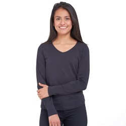 Camiseta Dama ML Cuello V Negra Camiseta Dama ML Cuello V Negra