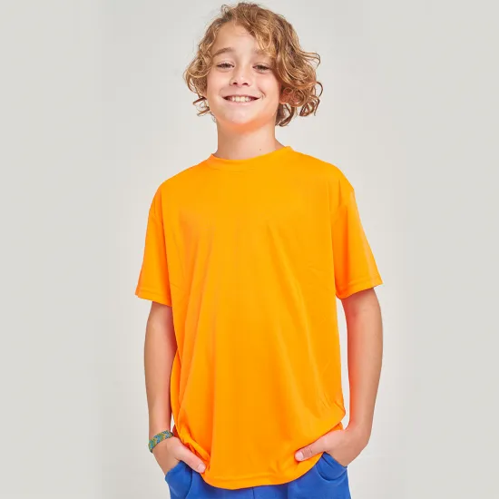 Camiseta Dry Niño Naranja Fluo