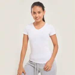 Camiseta dama SW Urban cuello V blanca