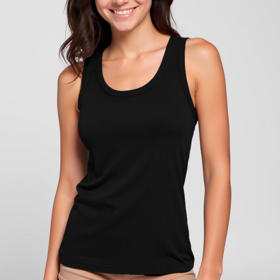 Musculosa dama rib negro