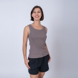Musculosa dama rib gris topo