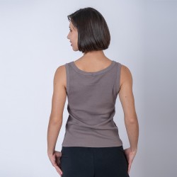 Musculosa dama rib gris topo