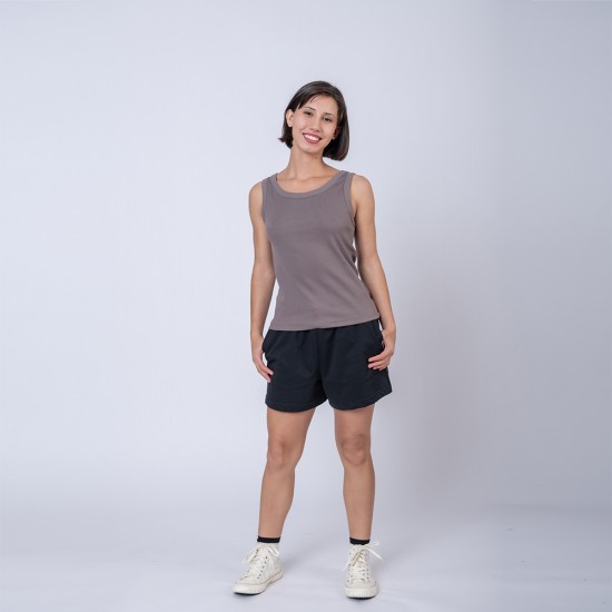 Musculosa dama rib gris topo
