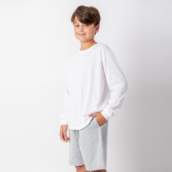 Camiseta Niño manga larga con puño Blanca