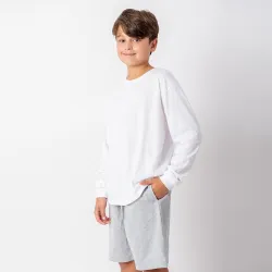 Camiseta Niño manga larga con puño Blanca