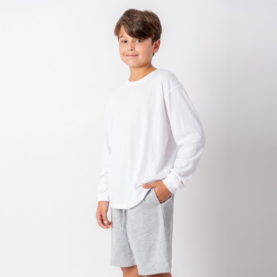 Camiseta Niño manga larga con puño Blanca