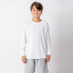 Camiseta Niño manga larga con puño Blanca
