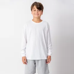 Camiseta Niño manga larga con puño Blanca