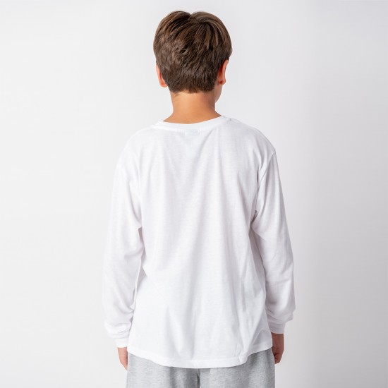 Camiseta Niño manga larga con puño Blanca
