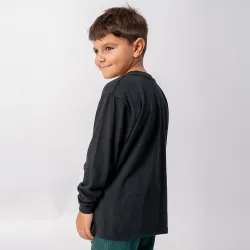 Camiseta Niño manga larga con puño Negra