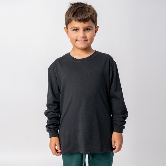 Camiseta Niño manga larga con puño Negra