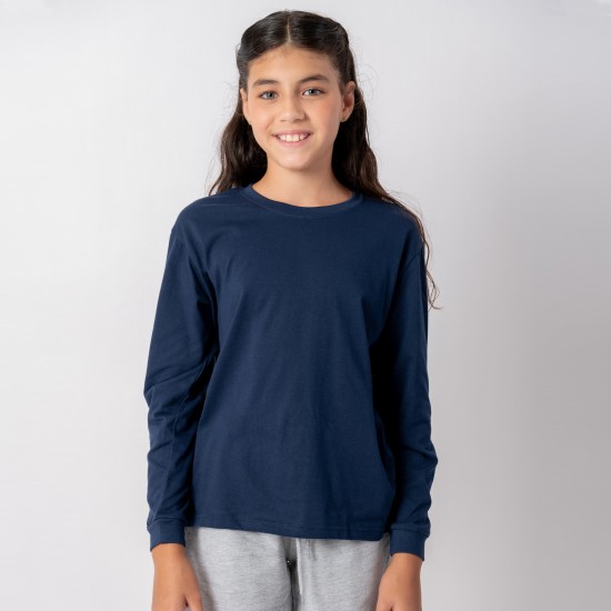 Camiseta Niño manga larga con puño Azul marino