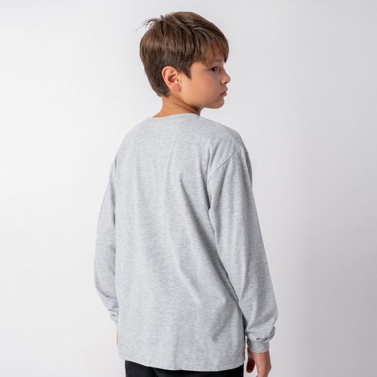 Camiseta Niño manga larga con puño Gris melange