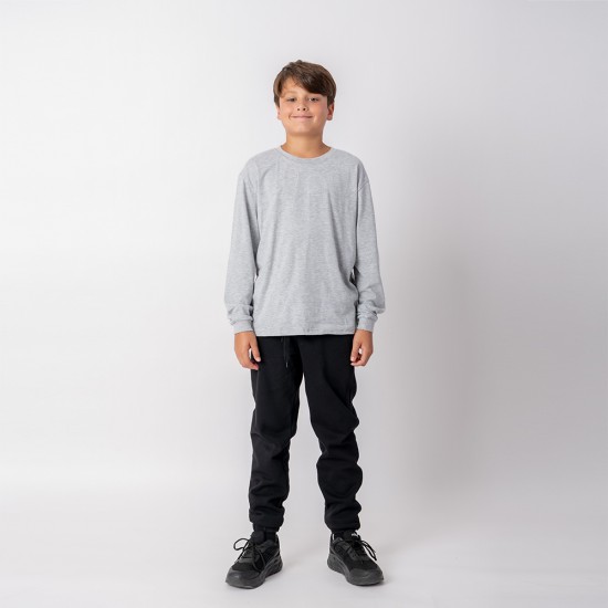 Camiseta Niño manga larga con puño Gris melange