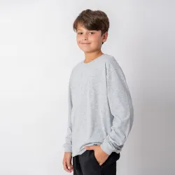 Camiseta Niño manga larga con puño Gris melange