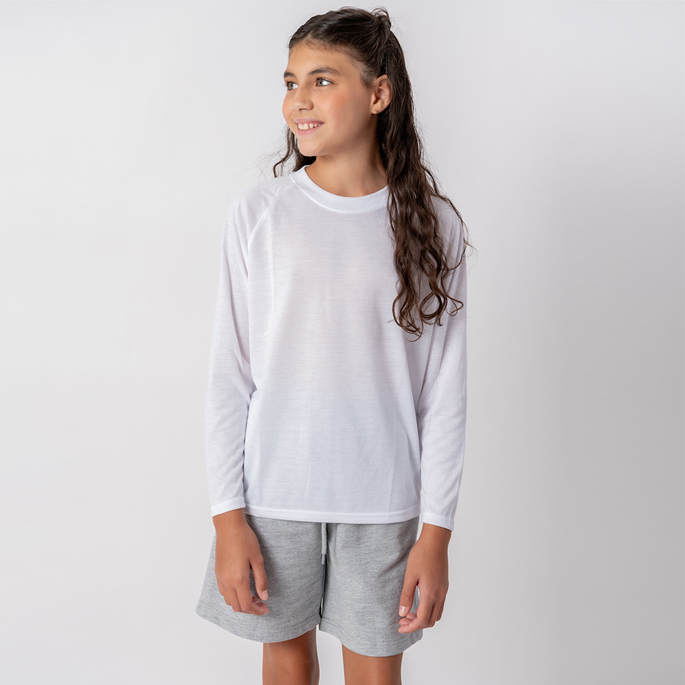 Camiseta Niño Subliprint Manga Larga Blanca