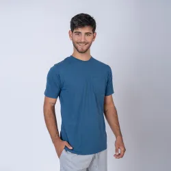 Camiseta pocket azul piedra