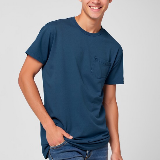 Camiseta pocket azul piedra Camiseta pocket azul piedra